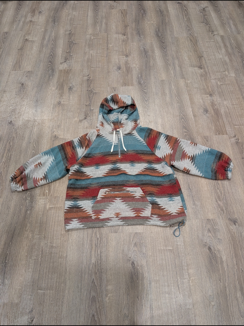 "Mains Trip Aztec Southwestern Quarter-Zip Hoodie Jacket, Boho Western, Women's